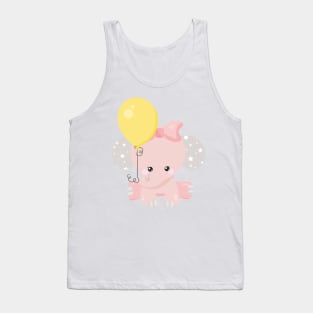 Elephant With Balloon, Cute Elephant, Crown, Stars Tank Top